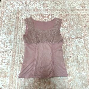 Lavender Lace Thermal Compression Tank Top